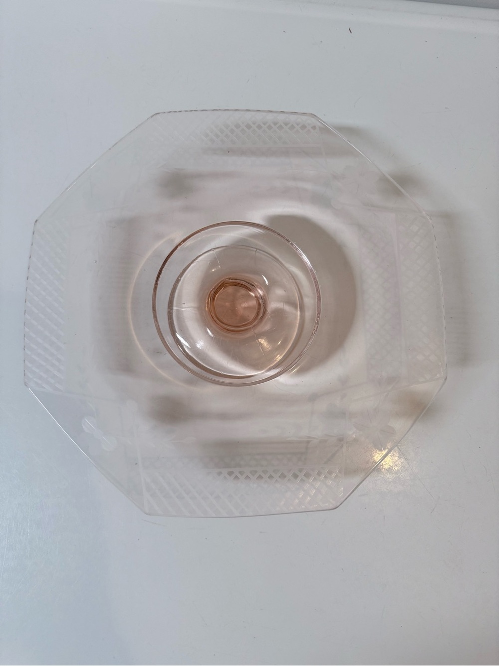 Vintage Pink Depression Glass cake stand